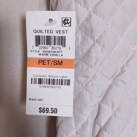 Charter Club Quilted Cotton Zip Front Vest PS Vanilla - Picture 4 of 8